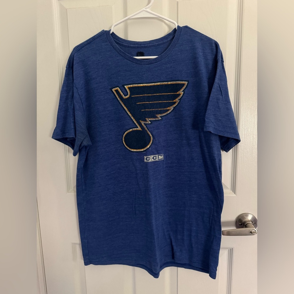 CCM NHL STL Blues Hockey Alex Pietrangelo T-Shirt, Size L, Blue Heathered